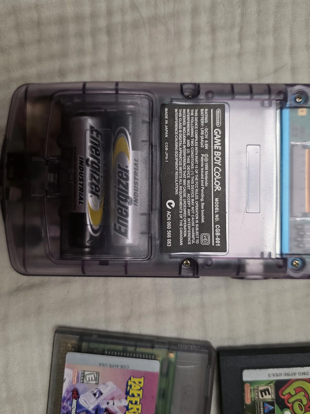 Nintendo Game Boy Color Purple Transparent with Paperboy Cartridge